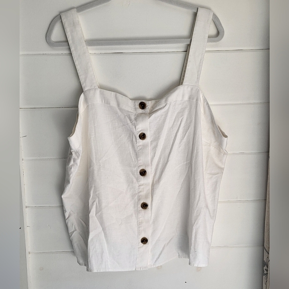 J Crew Linen Button Front Wide Strap Tank Size 2X - Picture 11 of 11